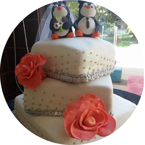 Torta de matrimonipo pinguinos