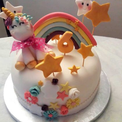 Torta Bizcocho Unicornio Manjar Crema Pastelera