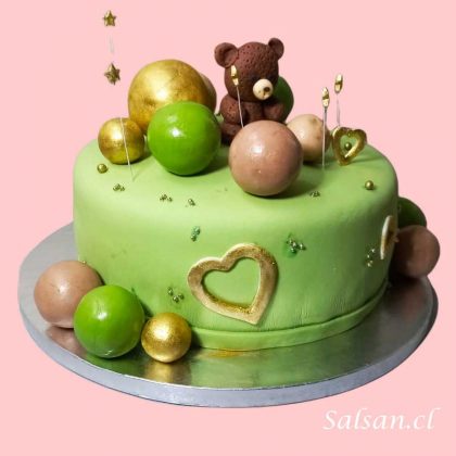 Torta Baby Shower de Bizcocho de Manjar y Durazno