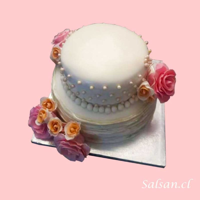 Torta matrimonio novios flores