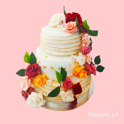 Torta matrimonio novios flores