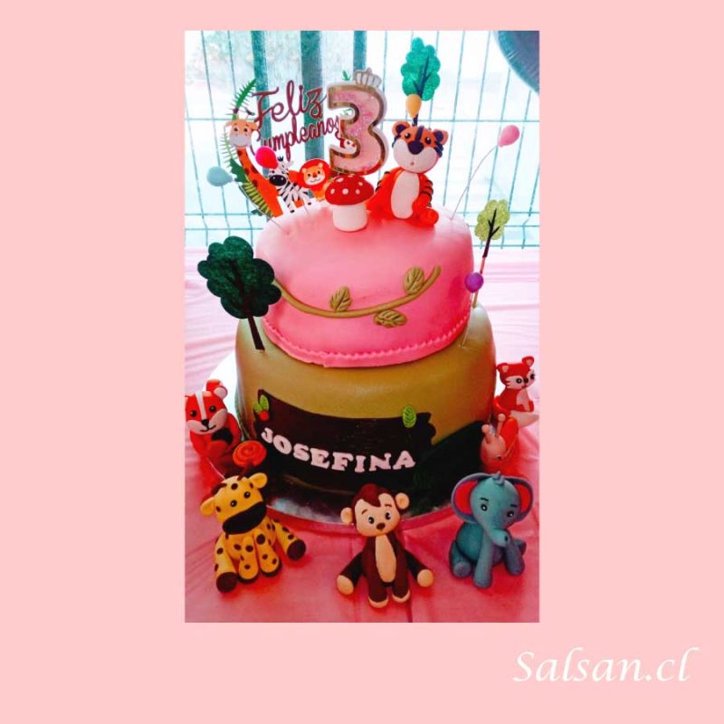 Torta de cumpleaños selva animales