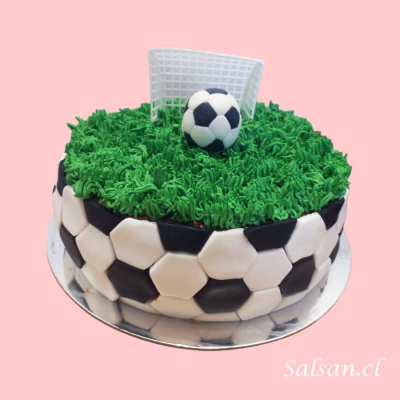 Torta cumpleaños cancha de futbol con pelota