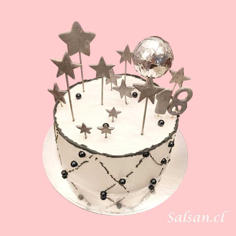 Producto torta de cumpleaños onda disco estrellas