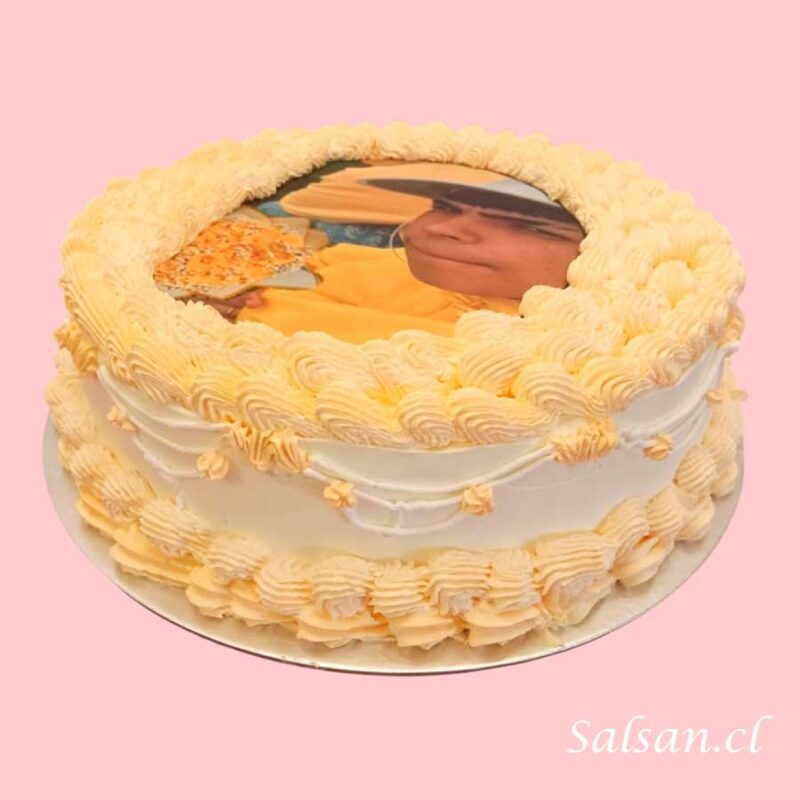 Torta Cumpleaños De Hoja con Foto Comestible